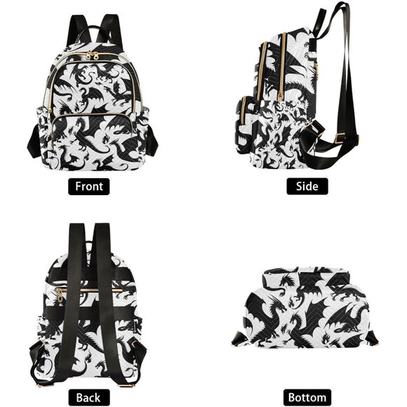 Women Dragon Mini Backpack Lightweight Water Resistant Polyester - Picture 3 of 7